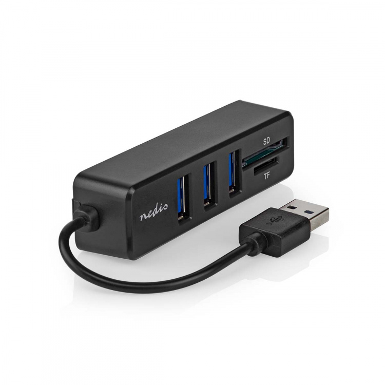 Nedis USB-keskitin | 1x USB-A | 3x USB A Female | 5-Porttinen port(s) | USB 2.0 | USB Virta | SD & MicroSD Nedis USB-keskitin | 1x USB-A | 3x USB A Female | 5-Porttinen port(s) | USB 2.0 | USB Virta | SD & MicroSD
