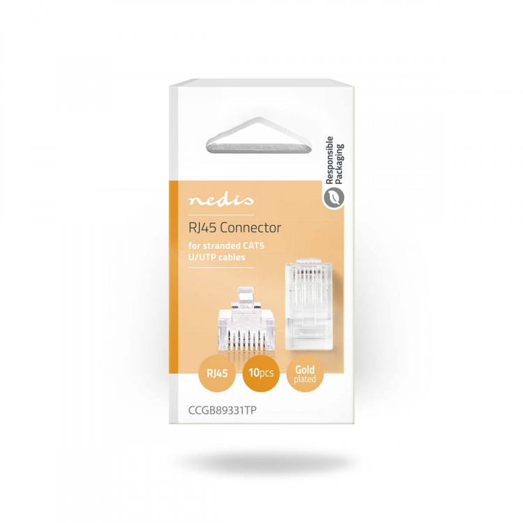 Nedis RJ45-liitin | RJ45 Pass Through | Monisäikeinen UTP CAT5 | Suora | Kullattu | 10 kpl | Polycarbonate | Läpikuultava | Laatikko Nedis RJ45-liitin | RJ45 Pass Through | Monisäikeinen UTP CAT5 | Suora | Kullattu | 10 kpl | Polycarbonate | Läpikuultava | Laatikko