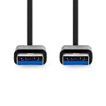 Nedis USB kaapeli | USB 3.2 Gen 1 | USB-A Uros | USB-A Uros | 5 Gbps | Niklattu | 1.00 m | Pyöreä | PVC | Musta | Label Nedis USB kaapeli | USB 3.2 Gen 1 | USB-A Uros | USB-A Uros | 5 Gbps | Niklattu | 1.00 m | Pyöreä | PVC | Musta | Label