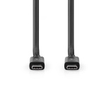 Nedis USB kaapeli | USB 4.0 Gen 2x2 | USB-C™ Uros | USB-C™ Uros | 240 W | 8K@60Hz | 20 Gbps | Niklattu | 2.00 m | Pyöreä | PVC | Musta | Label