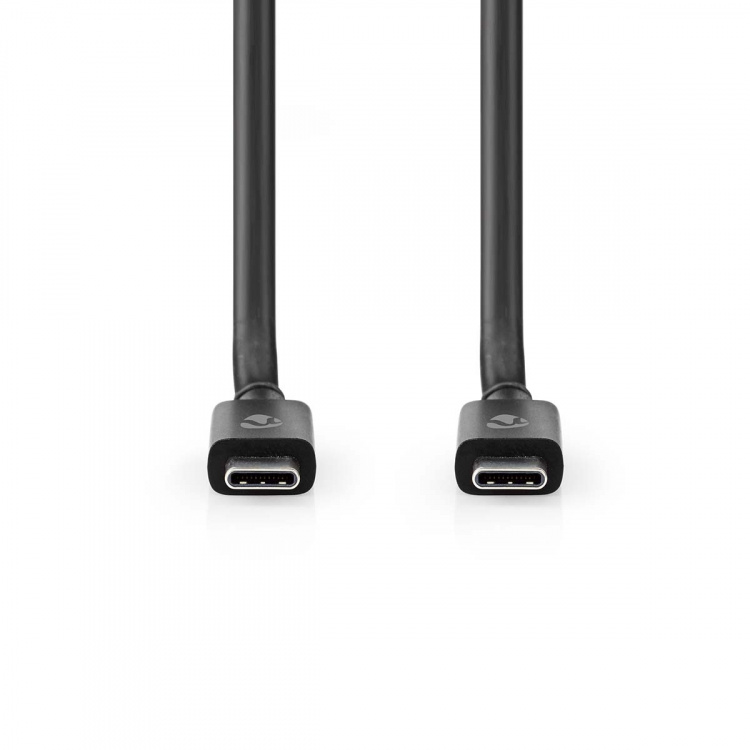 Nedis USB kaapeli | USB 4.0 Gen 2x2 | USB-C™ Uros | USB-C™ Uros | 240 W | 8K@60Hz | 20 Gbps | Niklattu | 2.00 m | Pyöreä | PVC | Musta | Label