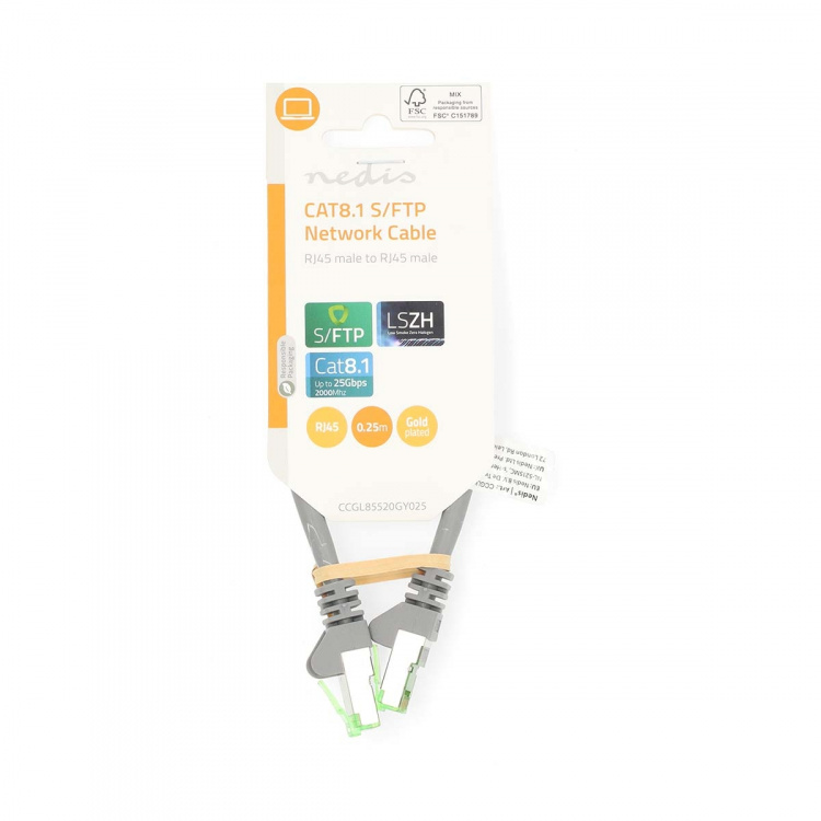 Nedis Cat 8.1 verkkokaapeli | S/FTP | RJ45 uros | RJ45 uros | 0.25 m | Pyöreä | LSZH | Harmaa | Label Nedis Cat 8.1 verkkokaapeli | S/FTP | RJ45 uros | RJ45 uros | 0.25 m | Pyöreä | LSZH | Harmaa | Label