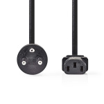 Nedis Sähköjohto | Tanska uros | IEC-320-C13 | Suora | Suora | Niklattu | 2.00 m | Pyöreä | PVC | Musta | Label