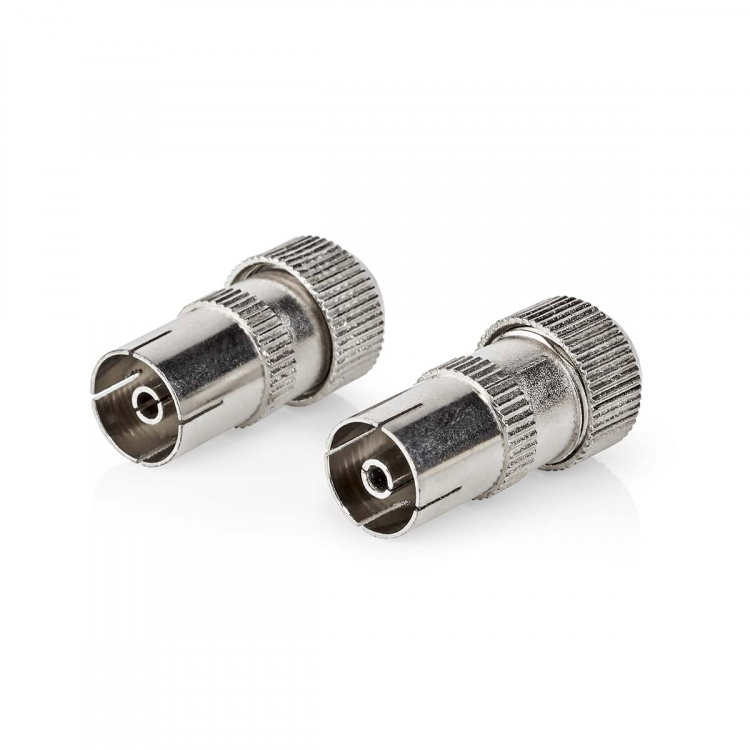 Nedis IEC (Coax) Liitin | Suora | Naaras | Niklattu | 75 Ohm | Ruuvi | Kaapelin läpitulomitta: 7.0 mm | Metalli | Hopea | 2 kpl | Laatikko Nedis IEC (Coax) Liitin | Suora | Naaras | Niklattu | 75 Ohm | Ruuvi | Kaapelin läpitulomitta: 7.0 mm | Metalli | Hopea | 2 kpl | Laatikko