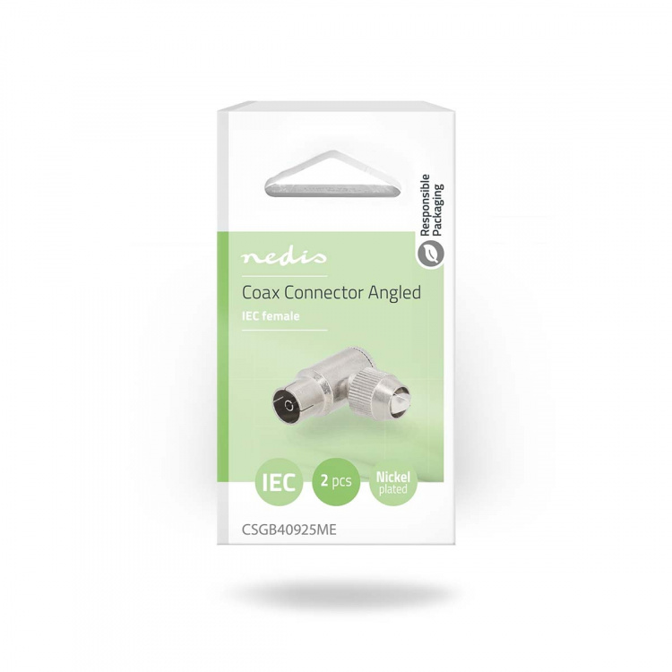 Nedis IEC (Coax) Liitin | Kulma, 90 ° | Naaras | Niklattu | 75 Ohm | Ruuvi | Kaapelin läpitulomitta: 7.0 mm | Metalli | Hopea | 2 kpl | Gift Box with Euro Lock Nedis IEC (Coax) Liitin | Kulma, 90 ° | Naaras | Niklattu | 75 Ohm | Ruuvi | Kaapelin läpitulomitta: 7.0 mm | Metalli | Hopea | 2 kpl | Gift Box with Euro Lock