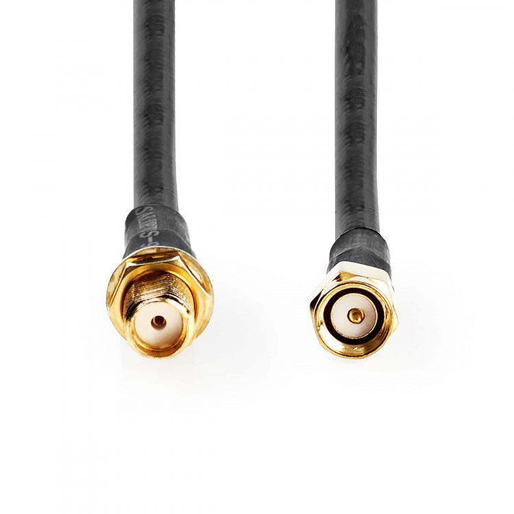 Nedis Antennikaapeli | SMA uros | SMA naaras | Kullattu | 50 Ohm | Tuplasuojattu | 5.00 m | Pyöreä | PVC | Musta | Label