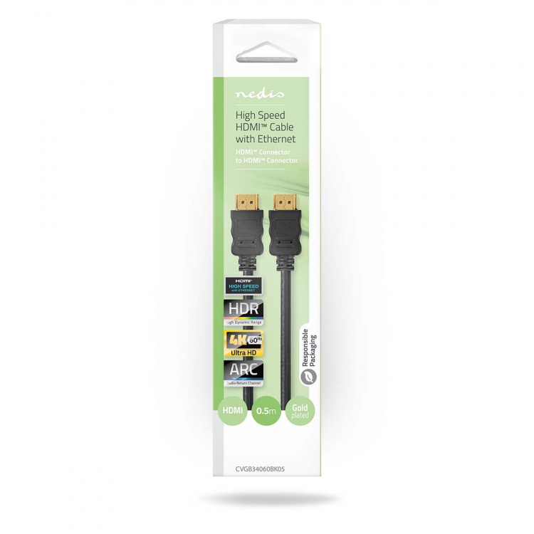 Nedis High Speed HDMI ™ Kaapeli Ethernet | HDMI™ liitin | HDMI™ liitin | 4K@60Hz | ARC | 18 Gbps | 0.50 m | Pyöreä | PVC | Musta | Laatikko Nedis High Speed HDMI ™ Kaapeli Ethernet | HDMI™ liitin | HDMI™ liitin | 4K@60Hz | ARC | 18 Gbps | 0.50 m | Pyöreä | PVC | Musta | Laatikko