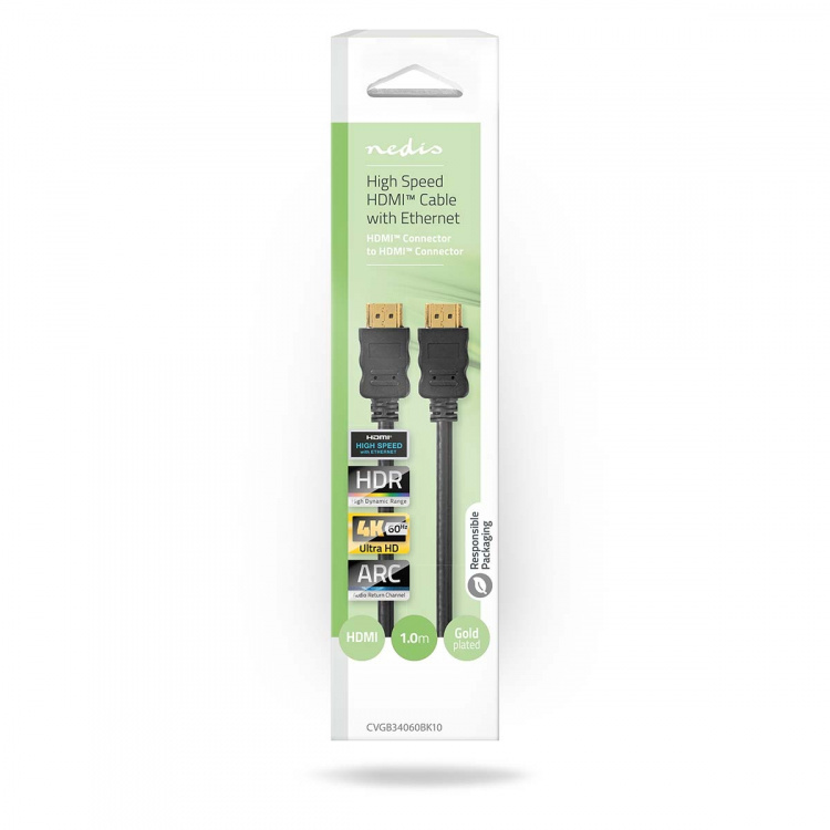 Nedis High Speed HDMI ™ Kaapeli Ethernet | HDMI™ liitin | HDMI™ liitin | 4K@60Hz | ARC | 18 Gbps | 1.00 m | Pyöreä | PVC | Musta | Laatikko Nedis High Speed HDMI ™ Kaapeli Ethernet | HDMI™ liitin | HDMI™ liitin | 4K@60Hz | ARC | 18 Gbps | 1.00 m | Pyöreä | PVC | Musta | Laatikko