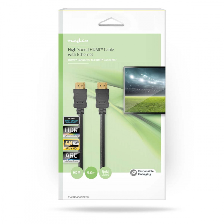 Nedis High Speed HDMI ™ Kaapeli Ethernet | HDMI™ liitin | HDMI™ liitin | 4K@60Hz | ARC | 18 Gbps | 5.00 m | Pyöreä | PVC | Musta | Laatikko Nedis High Speed HDMI ™ Kaapeli Ethernet | HDMI™ liitin | HDMI™ liitin | 4K@60Hz | ARC | 18 Gbps | 5.00 m | Pyöreä | PVC | Musta | Laatikko