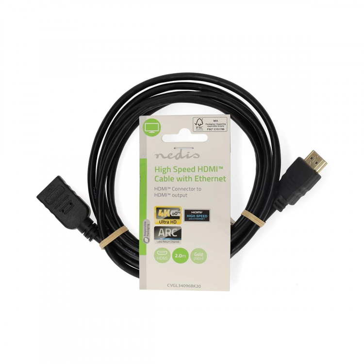 Nedis High Speed HDMI ™ Kaapeli Ethernet | HDMI™ liitin | HDMI™ Ulostulo | 4K@60Hz | ARC | 10.2 Gbps | 2.00 m | Pyöreä | PVC | Musta | Label Nedis High Speed HDMI ™ Kaapeli Ethernet | HDMI™ liitin | HDMI™ Ulostulo | 4K@60Hz | ARC | 10.2 Gbps | 2.00 m | Pyöreä | PVC | Musta | Label
