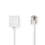 Nedis Puhelin Jatkojohto | RJ11 Uros | RJ11 Naaras | 10.0 m | Kaapelin malli: Litteä | Pinnoite: Kullattu | Kaapelin tyyppi: RJ11 | Valkoinen | Label