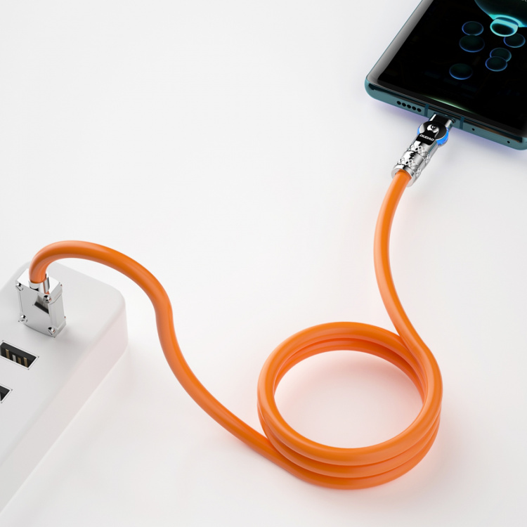 Dudao L24AL USB-A to angled Lightning cable 30W 1m 180° rotation orange