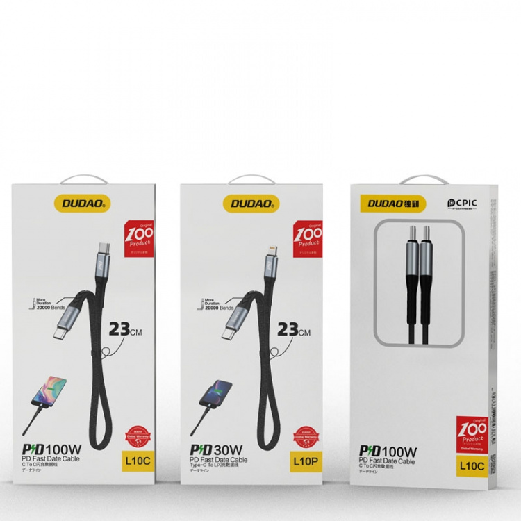 Dudao L10C USB-C to USB-C cable 100W 0.23 m black
