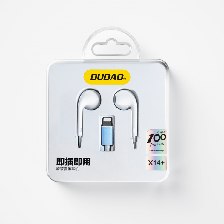 Dudao X14+ In-ear headphones with microphone Lightning white