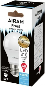 Airam LED -pakkaslamppu, E27, 4000K, 810 lm, opaali Airam LED -pakkaslamppu, E27, 4000K, 810 lm, opaali