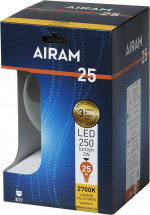 Airam Globe LED-pallokupulamppu, E27, 2700 K, 250 lm