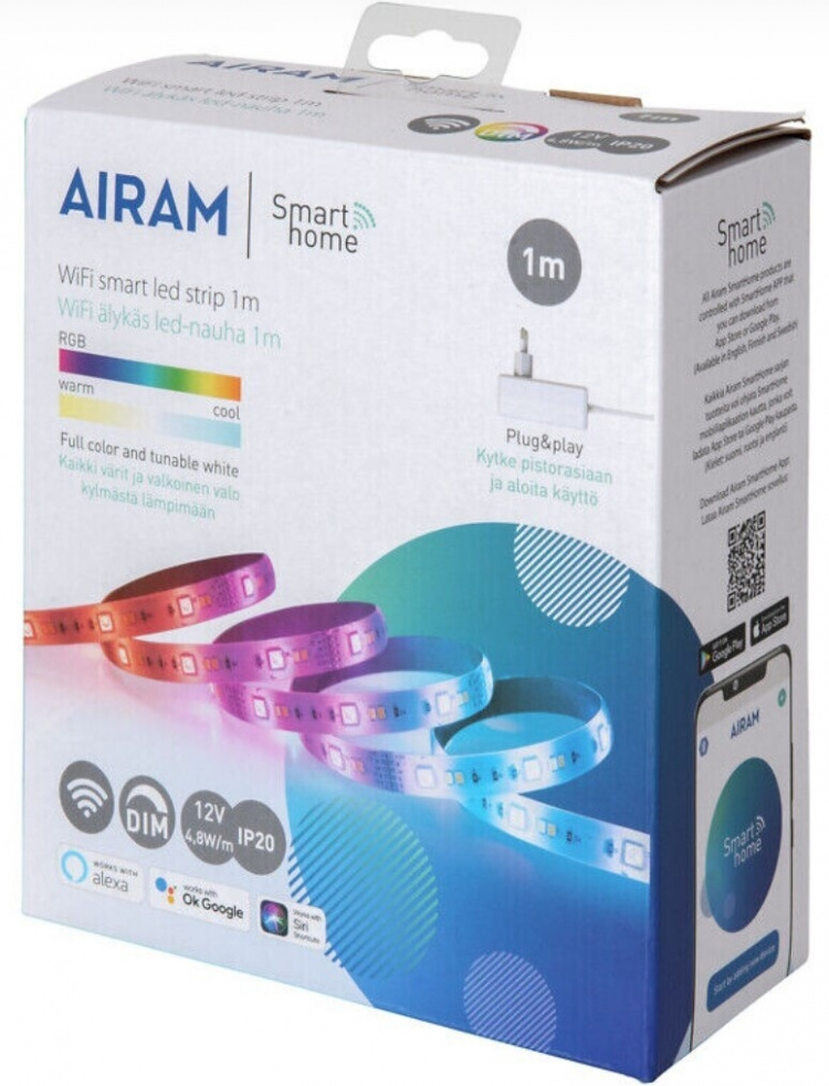 Airam SmartHome Strip -LEDnauha 1 m, 12 V, RGBW Airam SmartHome Strip -LEDnauha 1 m, 12 V, RGBW