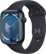Apple Watch Series 9 (GPS) 45 mm keskiyönsininen alumiinikuori ja keskiyönsininen urheiluranneke, S/M (MR993)
