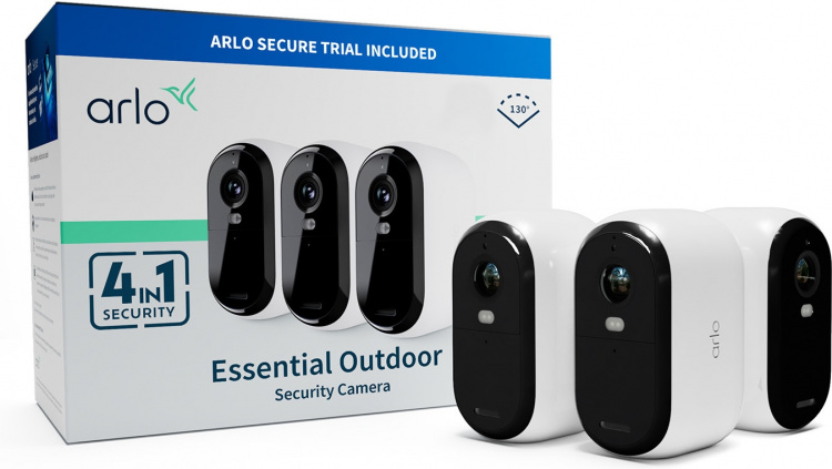Arlo Essential 2 HD valvontakamera ulko- ja sisäkäyttöön, 3 kpl tuotepaketti