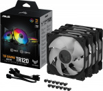 ASUS TUF Gaming TR 120 ARGB PWM -tuuletin, 120 mm, musta, 3-pack ASUS TUF Gaming TR 120 ARGB PWM -tuuletin, 120 mm, musta, 3-pack