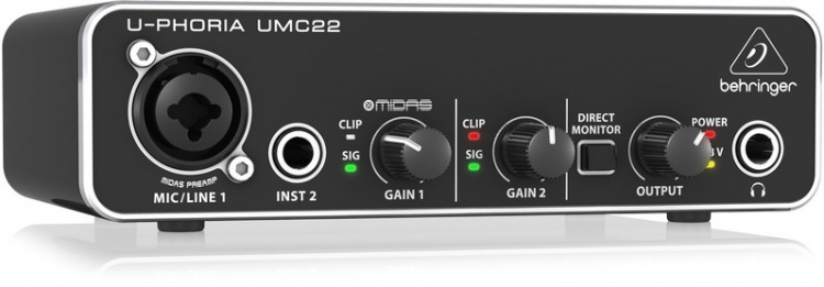 BEHRINGER U-Phoria UMC22 -äänikortti USB-väylään BEHRINGER U-Phoria UMC22 -äänikortti USB-väylään