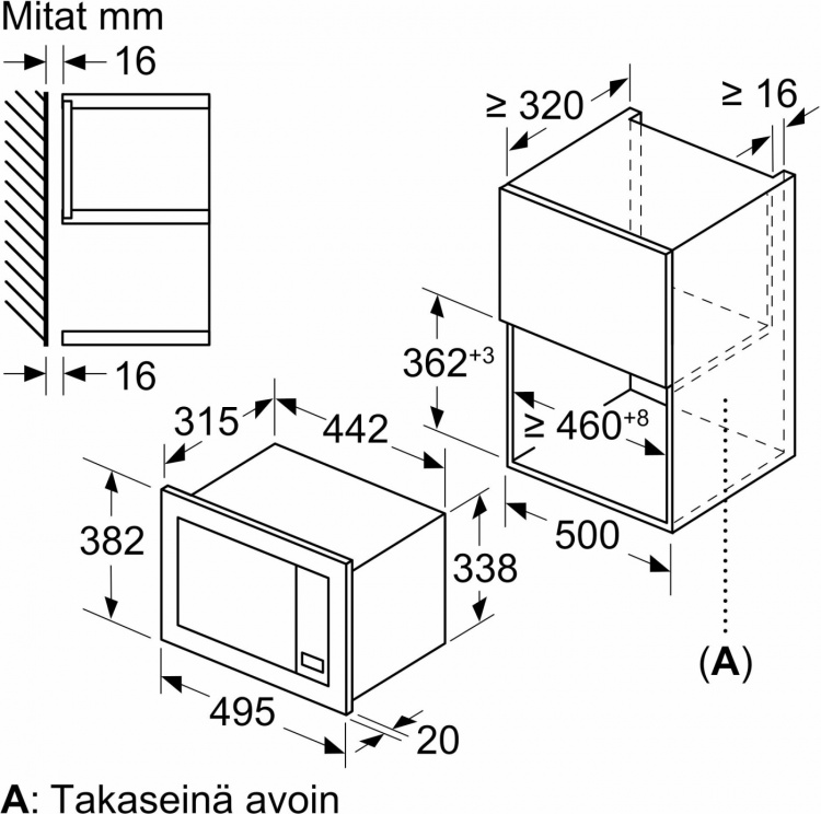 Bosch BFL523MB3 Serie 2 -mikroaaltouuni, musta