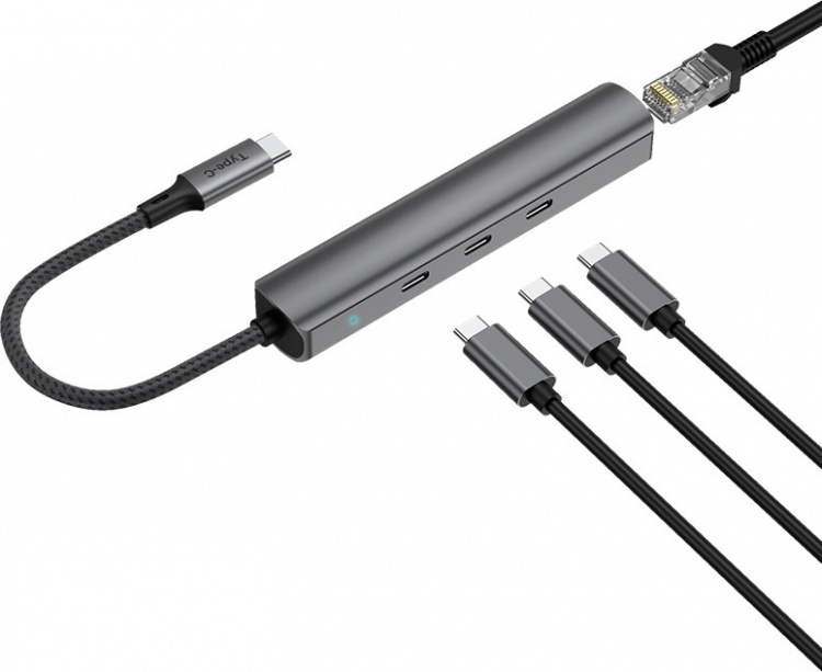 Bluecloud USB-C-USB-C -hubi ja gigabit ethernet -sovitin Bluecloud USB-C-USB-C -hubi ja gigabit ethernet -sovitin