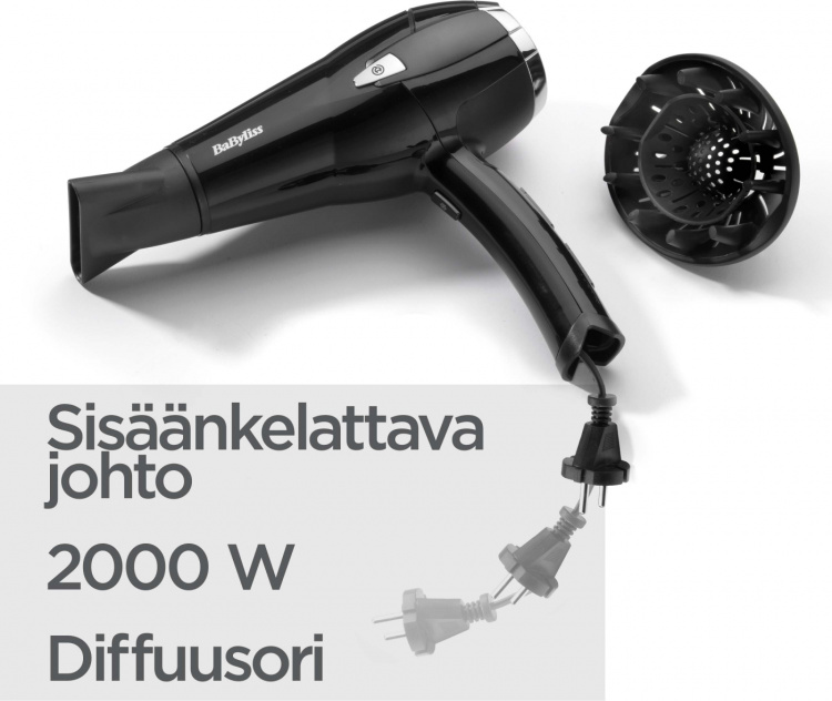 BaByliss D374DE Cordkeeper 2000 hiustenkuivaaja