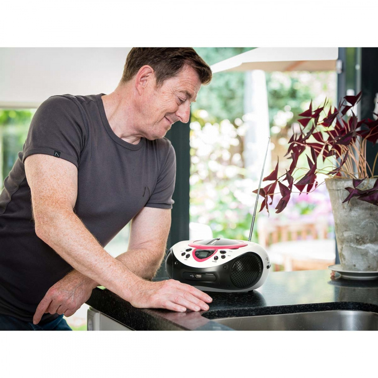 Lenco Kannettava FM-radio CD- ja USB-soitin Vaaleanpunainen Lenco Kannettava FM-radio CD- ja USB-soitin Vaaleanpunainen