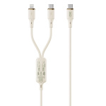 Xo kaapeli NB-Q262 2in1 PD USB-C - Lightning + USB-C 1,2m beige 60W