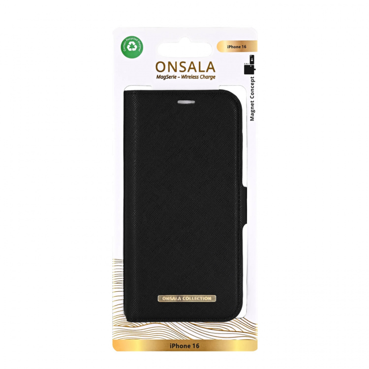 Onsala Eco Wallet 2 card Recycled MagSeries iPhone 16 Black Onsala Eco Wallet 2 card Recycled MagSeries iPhone 16 Black