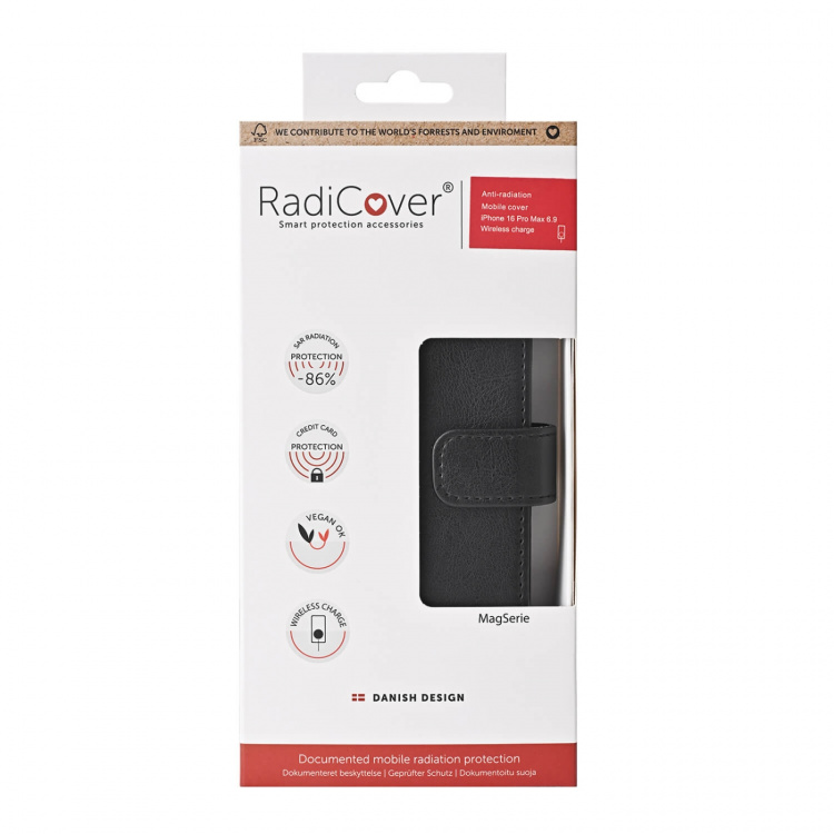 Radicover Flipcov Anti Radiation RFID 3 card MagS iPhone 16 Pro Max Black PU Radicover Flipcov Anti Radiation RFID 3 card MagS iPhone 16 Pro Max Black PU