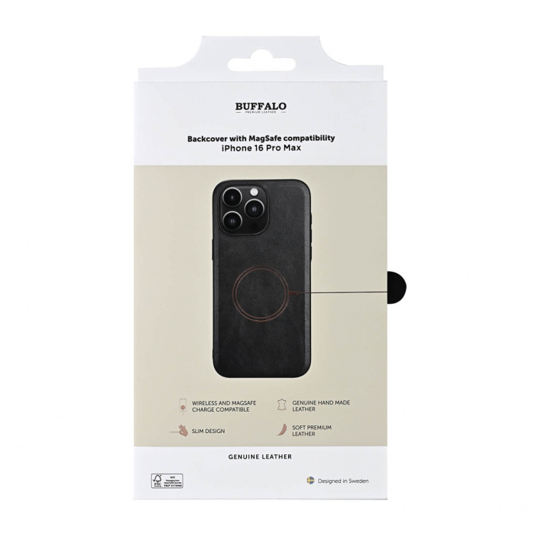 Buffalo Back cover Leather Magseries iPhone 16 Pro Max Black Buffalo Back cover Leather Magseries iPhone 16 Pro Max Black