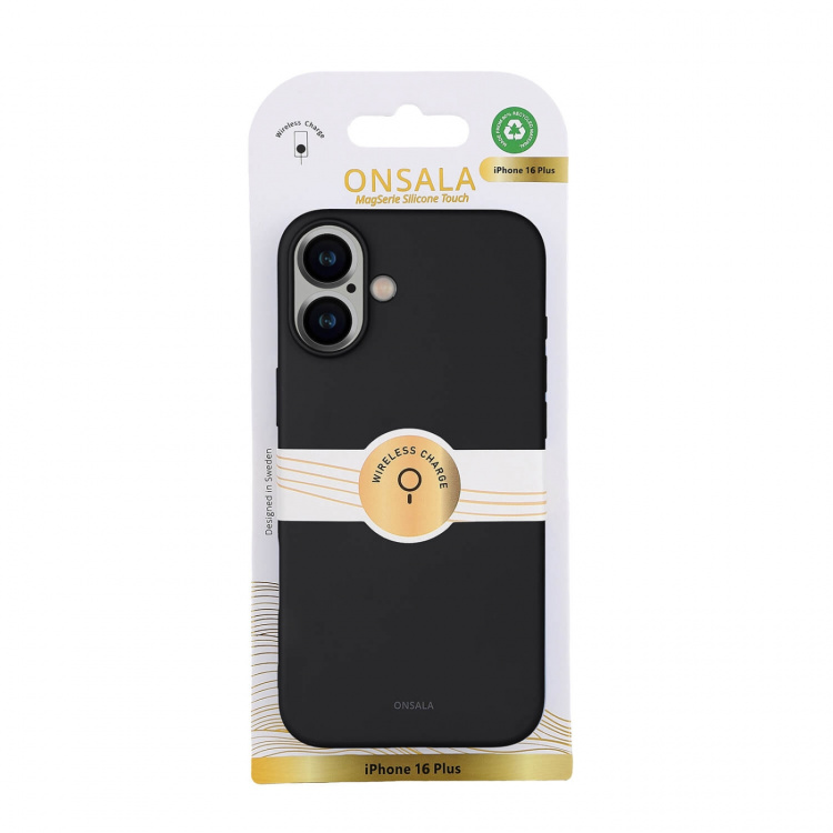 Onsala Back Sil Touch Recycled MagSerie iPhone 16 Plus Black