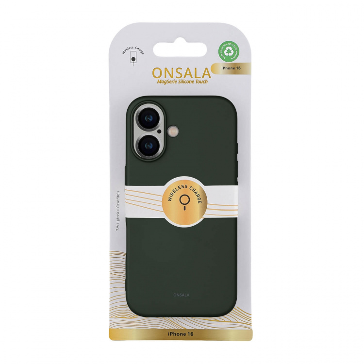 Onsala Mobilkuori silikonituntumalla Olive Green - iPhone 16 Onsala Mobilkuori silikonituntumalla Olive Green - iPhone 16