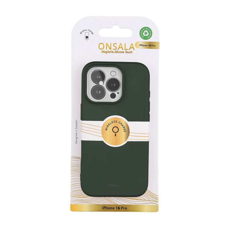 Onsala Back Sil Touch Recycled MagSerie iPhone 16 Pro Olive Green Onsala Back Sil Touch Recycled MagSerie iPhone 16 Pro Olive Green