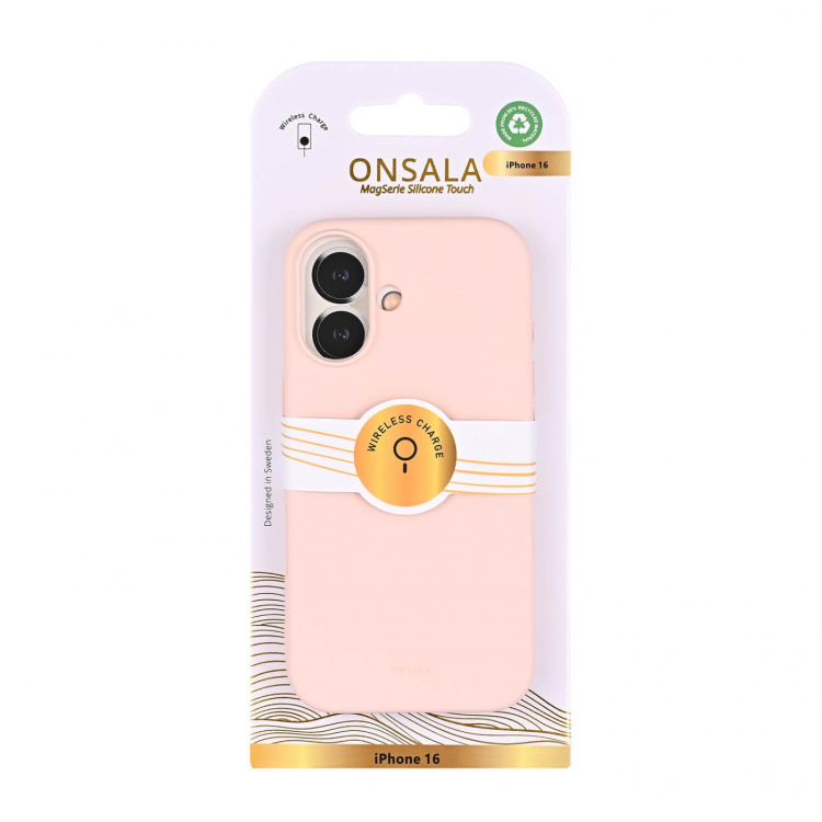Onsala Mobilkuori silikonituntumalla Chalk Pink - iPhone 16