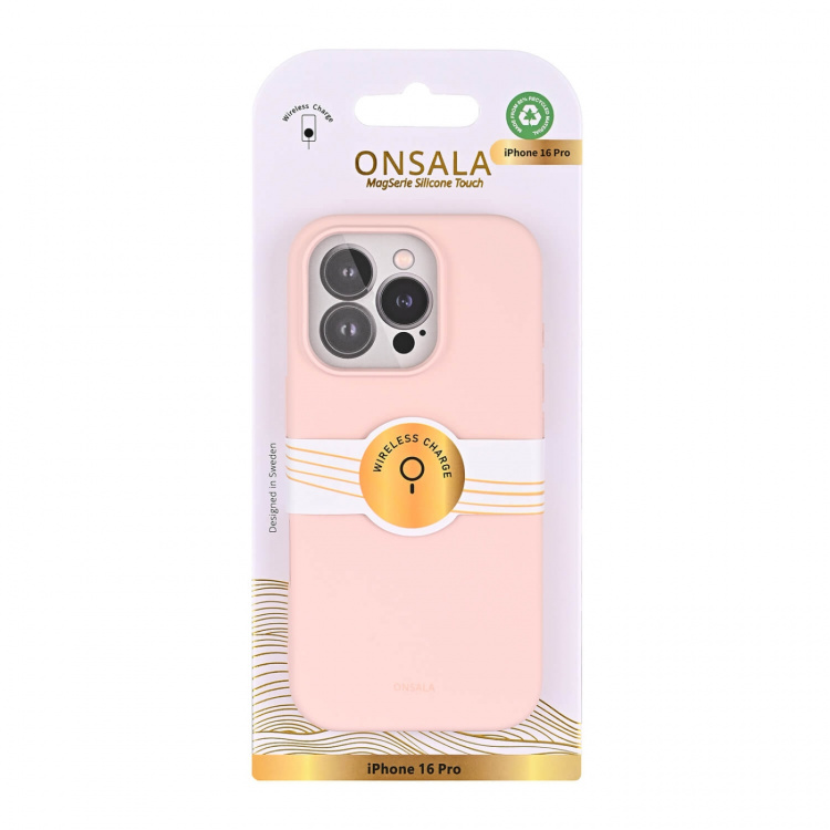 Onsala Back Sil Touch Recycled MagSerie iPhone 16 Pro Chalk Pink Onsala Back Sil Touch Recycled MagSerie iPhone 16 Pro Chalk Pink