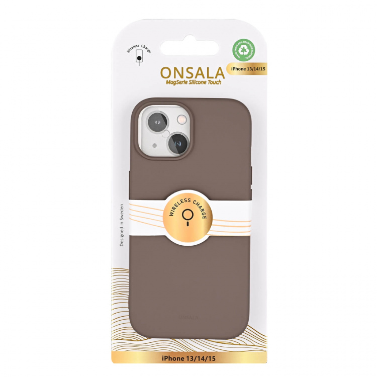 Onsala Back Sil Touch Recycled MagSerie iPhone 13/14/15 Chocolate Onsala Back Sil Touch Recycled MagSerie iPhone 13/14/15 Chocolate