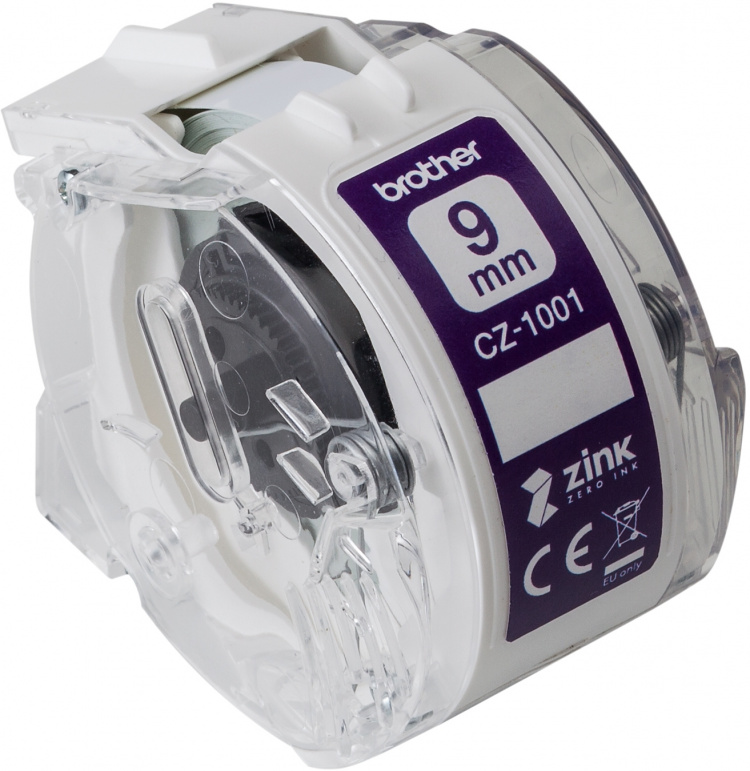 Brother CZ1001 -tarranauha, 9 mm x 5 m, valkoinen