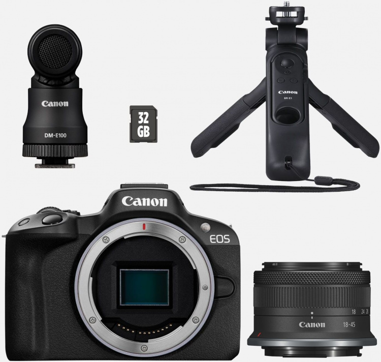 Canon EOS R50 -järjestelmäkamera + 18-45 mm objektiivi Vlogger Kit Canon EOS R50 -järjestelmäkamera + 18-45 mm objektiivi Vlogger Kit
