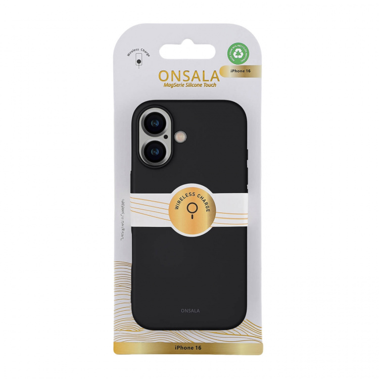 Onsala Puhelinkuori silikonituntumalla Black - iPhone 16 Onsala Puhelinkuori silikonituntumalla Black - iPhone 16