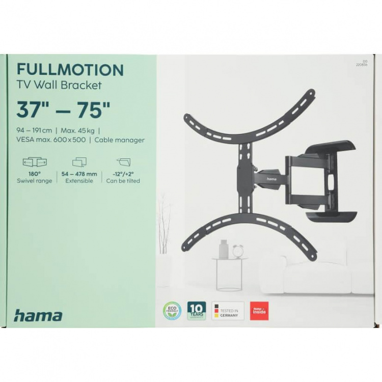 Hama TV Wall Bracket Full Motion VESA up to 600x500 75 Hama TV Wall Bracket Full Motion VESA up to 600x500 75