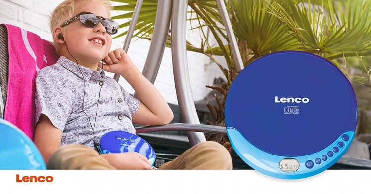 Lenco Kannettava CD-soitin lataustoiminnolla Sininen
