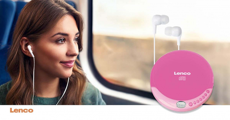 Lenco Kannettava CD-soitin lataustoiminnolla Vaaleanpunainen
