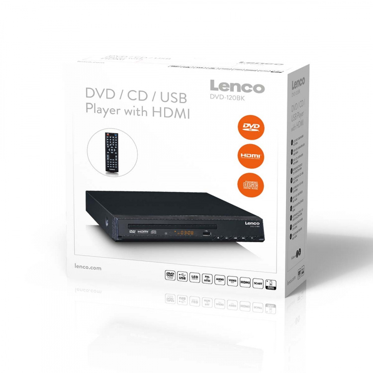 Lenco DVD-soitin HDMI:llä ja kaukosäätimellä Musta
