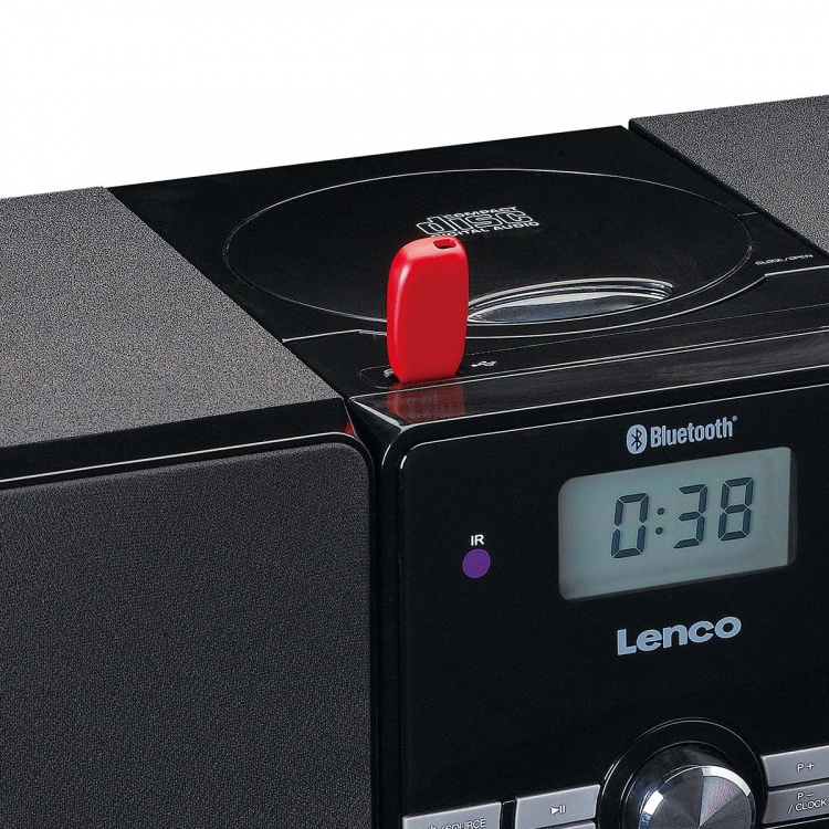 Lenco Micro set CD/MP3 Bluetooth® USB-kaukosäädin Musta
