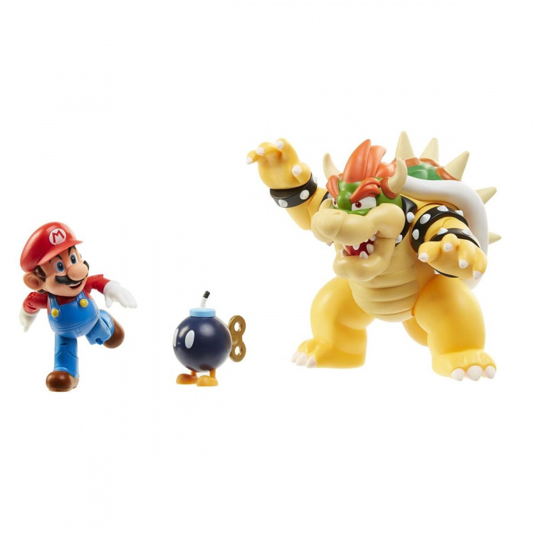 JAKKS Pacific Super Mario 4 tuuman hahmo-setti Mario vs. Bowser