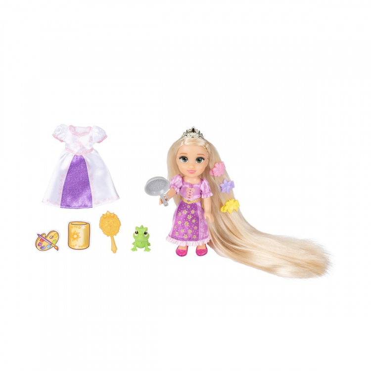JAKKS Pacific Disney Princess 6 tuuman Petite-nukke, jossa on ylimääräinen muoti ja asusteet Pisin tukka Rapunzelin hiukset