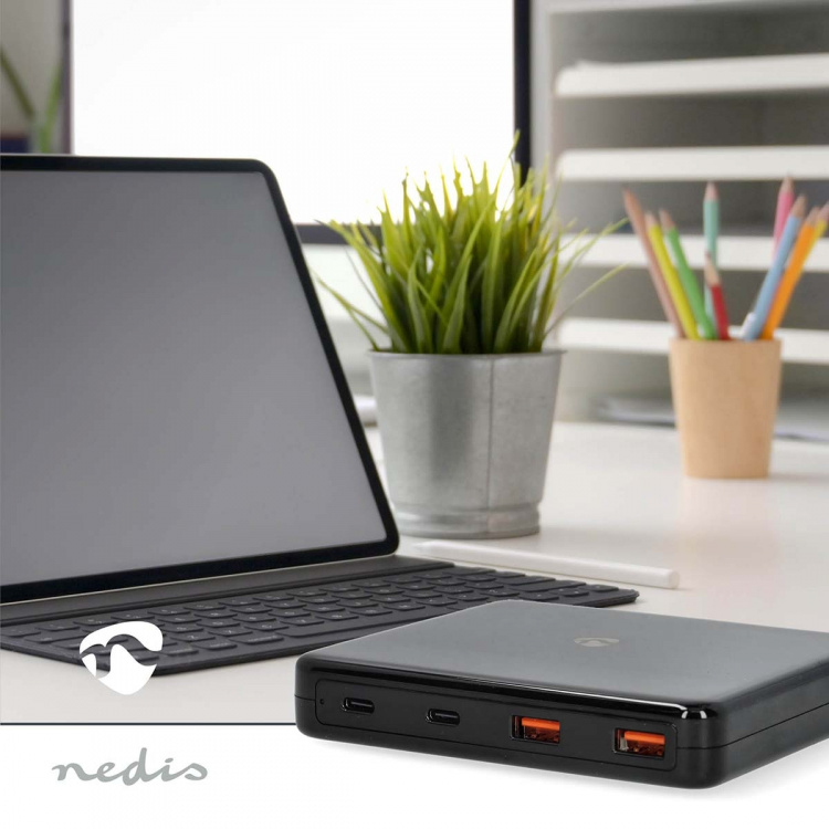Nedis Pöytälaturi | 65 W | GaN | 1.5 / 2.0 / 2.5 / 3.0 / 3.25 A A | Lähtöliitäntöjen määrä: 4 | USB-A / USB-C™ | Euro | 1.50 m | Automaattinen Jännitteen Valinta Nedis Pöytälaturi | 65 W | GaN | 1.5 / 2.0 / 2.5 / 3.0 / 3.25 A A | Lähtöliitäntöjen määrä: 4 | USB-A / USB-C™ | Euro | 1.50 m | Automaattinen Jännitteen Valinta